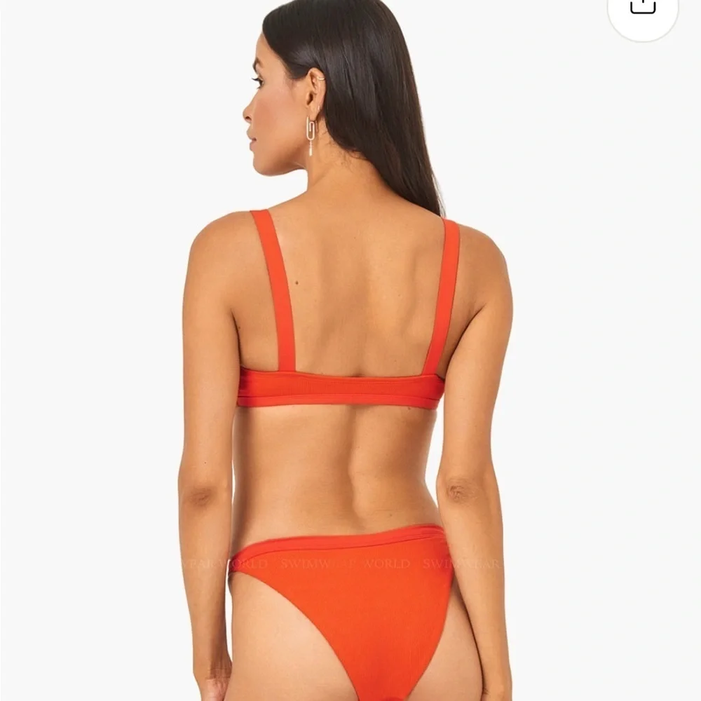 L*Space Orange Bikini Top NWT Ribbed Triangle Swim Top Beach Swimwear